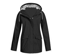 Générique 2025 Manteaux Imperméables Vestes Femme Coupe Grande Taille Pardessus Épais Couleur Unie Rayé avec Cordon à Capuche Manteau de Neige Veste Vêtements D'Extérieur Automne Hiver Pas Cher