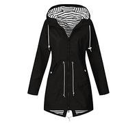 Générique 2025 Manteaux Imperméables Vestes Femme Coupe Grande Taille Pardessus Épais Couleur Unie Rayé avec Cordon à Capuche Manteau de Neige Veste Vêtements D'Extérieur Automne Hiver Pas Cher