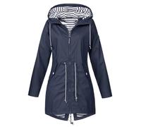 Générique 2025 Manteaux Imperméables Vestes Femme Coupe Grande Taille Pardessus Épais Couleur Unie Rayé avec Cordon à Capuche Manteau de Neige Veste Vêtements D'Extérieur Automne Hiver Pas Cher