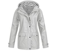 Générique 2025 Manteaux Imperméables Vestes Femme Coupe Grande Taille Pardessus Épais Couleur Unie Rayé avec Cordon à Capuche Manteau de Neige Veste Vêtements D'Extérieur Automne Hiver Pas Cher