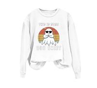 Générique 2025 Mode Sweatshirt Manche Longue Imprimé Mignon Fantômes Sweat Femmes de Décontractée Baggy sans Capuche Tunique en Polaire Automne Hivers pour Halloween et Quotidienne
