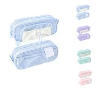Générique 2025 New Cute Aesthetic Pouch Holder Drawstring Pen Case,Rosy Posy Pencil Case, Simplicity Solid Color Pencil Cases (Blue,210 * 85 * 56mm)