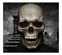 Générique 2025 New Halloween Full Head Skull Mask, Full Head Skull Latex Mask with Movable Jaw for Cosplay Party Props (1pcs*gray)