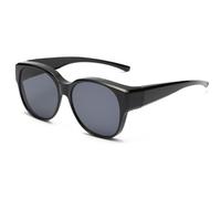 Générique 2025 New Oversized Cat Eye Sunglasses Polarized UV400 Protection Myopia-friendly, Sunglasses Fit Over Glasses, Wear Glasses Case, Glasses Cloth (03 Gray lenses)