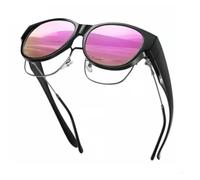 Générique 2025 New Oversized Cat Eye Sunglasses Polarized UV400 Protection Myopia-friendly, Sunglasses Fit Over Glasses, Wear Glasses Case, Glasses Cloth (07 Pink lenses)