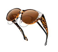 Générique 2025 New Oversized Cat Eye Sunglasses Polarized UV400 Protection Myopia-friendly, Sunglasses Fit Over Glasses, Wear Glasses Case, Glasses Cloth (10 Brown lenses)
