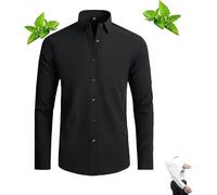 Générique 2025 New Stretch Non-Iron Anti-Wrinkle Shirt,Men Muscle Fit Wrinkle Free Button Down Stretch Shirt Long Sleeve (Black, 2XS)