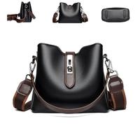 Générique 2025 New Three Straps Bucket Bag for Women, Stylish Crossbody & Shoulder Bag with Adjustable Wider Shoulder Strap (Black)