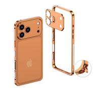 Générique 2025 New Ultra-Thin Metal Frame Heat Dissipation Case with Lens Protector for iPhone 17 Pro Max,Aluminum Metal Frameless Design,Lightweight,Shockproof Cover (for iPhone 17ProMax,Orange)