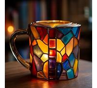 Générique 2025 Nouveau Painted Book Mug, Handmade Coloring Glass Stacked Book Coffee Mugs, Novelty Unique Colorful Books Stack Shaped Coffee Cup Gifts for Books Lovers Readers Librarians Writers