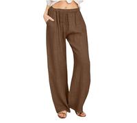 Générique 2025 Pantalon Fluide Femme Été Lin Pantalons Chic et Elegant Décontractés Léger Respirant Ample Pantalon Large Femmes Soldes D'Été Vetement Mode Tendance Pants avec Poches Pas Cher