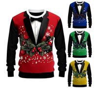 Générique 2025 Pull De Noels Hommes Moche sans Capuche Grande Taille Sweats Col Rond Sweatshirts Manches Longues Sweat-Shirt Pulls Moche De Noel, Homme Lumineux Grande Taille Cadeau Noëls