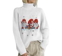 Générique 2025 Pull Noël Femme Hiver en Crochet Pullover Col Rond Manches Longues Imprimer De Noël Sweater Chaude Confort Automne/Hiver Sweat Décontracté Nouveau Style Christmas Hauts