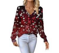 Générique 2025 Pull Noël Femmes Chic en Tricot Côtelé Pull À Col en V À Manche Longue Drôles Fête De Noël Sweat Chaud Douce Automne/Hiver Sweater Décontractée Nouveau Style Christmas Moche Chemisier