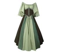 Générique 2025 Robe Medievale Femme Costume Victorienne Vintage Une Epaule Dénudée Manches Courtes Corset Style de Cour Déguisements Palazzo Col Rond Halloween Renaissance Robes Viking Femme