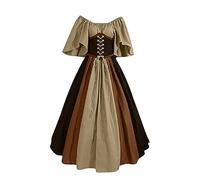 Générique 2025 Robe Medievale Femme Costume Victorienne Vintage Une Epaule Dénudée Manches Courtes Corset Style de Cour Déguisements Palazzo Col Rond Halloween Renaissance Robes Viking Femme