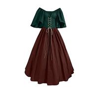 Générique 2025 Robe Medievale Femme Victorienne Steampunk Gothique retroCostume viking moyen age Renaissance vintage patchwork DéGuisement adulte Halloween De FêTe Carnaval (Coffee, XXXXXL)