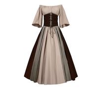 Générique 2025 Robe Medievale Femme Vintage Victorienne Steampunk Gothique Medievale Costume Reine DéGuisement Victorienne DéGuisements Dress Renaissance Carnaval Halloween FêTe (Grey, M)