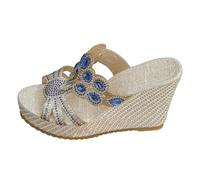 Générique 2025 Sandales Compensées pour Femmes Bout Ouvert Bride à la Cheville Espadrilles Sandale à Talon Compensé Été Classique Sandales Randonnée Femme Sandalette Femme