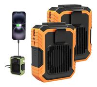 Générique 2025 Upgraded Duty Cooler Work Fan, Heat Guard Work Fan, Portable Wearable Work Fans with LED Light & Power Bank, 4000 Mah, 3 Adjustable Speeds, For Outdoors, Travel (2*Orange)
