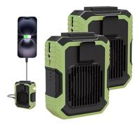 Générique 2025 Upgraded Duty Cooler Work Fan, Heat Guard Work Fan, Portable Wearable Work Fans with LED Light & Power Bank, 4000 Mah, 3 Adjustable Speeds, For Outdoors, Travel (2*Green)