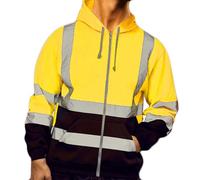 Générique 2025 Veste de Sécurité pour Homme avec Capuche Zippé Réfléchissante Veste avec Cordon de Serrage Haute Visibilité Protection d'avertissement Haut