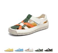 Générique 2025 Women's Closed Toe Hollow Fisherman Sandals Summer Comfortable Roman Woven Soft Sole Lightweight Non-slip Beach Beach Shoes (Color Mixing,41)