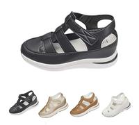 Générique 2025 Women's Hollow Out Breathable Platform Wedge Sandals, Womens Orthopedic Roman Sandals, Casual Closed Toe Sandal (Black,41)