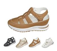 Générique 2025 Women's Hollow Out Breathable Platform Wedge Sandals, Womens Orthopedic Roman Sandals, Casual Closed Toe Sandal (Brown,41)