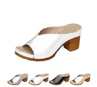 Générique 2025 Women's Platform Chunky Heels Low Block Heeled Sandal s Classic Casual Slip on Dressy Shoes (1PCS/B,41)