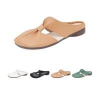 Générique 2025 Women's Soft Sole Knot Mules,Cut Out Design Flat Mules for Women,Lightweight Round Toe Backless Non-Slip Sandals (Khaki,40)