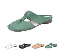 Générique 2025 Women's Soft Sole Knot Mules,Cut Out Design Flat Mules for Women,Lightweight Round Toe Backless Non-Slip Sandals (Green,40)