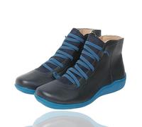 Générique 2025 Women's Vintage Casual Short Ankle Boots Support Fashion No Heel Lace Up Side Zipper Retro Leather Booties Comfy Damping Slip On Flat Shoes (3,41)