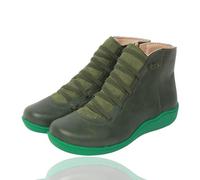 Générique 2025 Women's Vintage Casual Short Ankle Boots Support Fashion No Heel Lace Up Side Zipper Retro Leather Booties Comfy Damping Slip On Flat Shoes (1,40)
