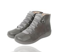 Générique 2025 Women's Vintage Casual Short Ankle Boots Support Fashion No Heel Lace Up Side Zipper Retro Leather Booties Comfy Damping Slip On Flat Shoes (2,39)