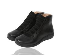 Générique 2025 Women's Vintage Casual Short Ankle Boots Support Fashion No Heel Lace Up Side Zipper Retro Leather Booties Comfy Damping Slip On Flat Shoes (4,39)