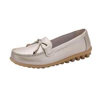 Générique 2026 2026 Chaussures antidérapantes Plates avec nœud Papillon de Couleur Unie pour Femmes, Chaussures décontractées de Grande Taille (Gold, 43)