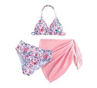 Générique 2026 Bikini Deux Pièces Imprimé Floral Élégant pour Adolescentes Liens Ajustables Coupe Confortable Maillot Nager Été Plage Vacances (13-14 Years)