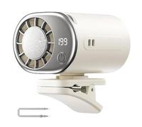 Générique 2026 Car Clip on Air Conditioner Fan with Led Display 360° Rotation, 199 Speeds Adjustable, USB Rechargeable, 16℃ Semi-Cooling, Wide Clamp, Includes Retractable Hanging Rope (White)