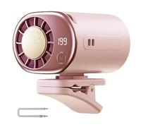 Générique 2026 Car Clip on Air Conditioner Fan with Led Display 360° Rotation, 199 Speeds Adjustable, USB Rechargeable, 16℃ Semi-Cooling, Wide Clamp, Includes Retractable Hanging Rope (Pink)