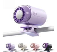 Générique 2026 Car Clip On Air Conditioner Fan with LED Display, 360° Rotation, 199 Speeds Adjustable, USB Rechargeable Personal Cooling Fan, 16℃ Semi-Cooling, for Office, Camping, Gym (Purple)