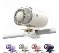 Générique 2026 Car Clip On Air Conditioner Fan with LED Display, 360° Rotation, 199 Speeds Adjustable, USB Rechargeable Personal Cooling Fan, 16℃ Semi-Cooling, for Office, Camping, Gym (White)