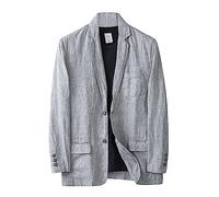 Générique 2026 Chaqueta de Lino ajustada Informal Para Hombre, Chaqueta Deportiva Ligera de 2 botones, trajes de negocios informales, trajes de de bienvenida Para boda Para Hombre (Grey, M)
