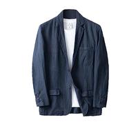 Générique 2026 Chaqueta de Lino ajustada Informal Para Hombre, Chaqueta Deportiva Ligera de 2 botones, trajes de negocios informales, trajes de de bienvenida Para boda Para Hombre (Navy, M)
