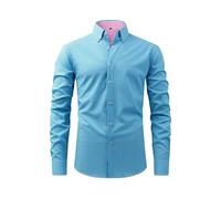 Générique 2026 Chemise à Manches Longues à Carreaux rayée pour Hommes, Chemise élastique décontractée pour Le Printemps et l'automne, Nouveau Haut (Sky Blue, S)