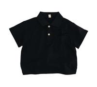 Générique 2026 Chemise Décontractée Manches Courtes Garçon 1-8 Ans Classique Col Boutonné Idéale Plage École Fêtes Quotidien Printemps Été (Black, 3-4 Years)