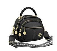 Générique 2026 Coefficienta Sac en cuir classique multifonction avec compartiments et bandoulière large réglable pour les mains (Black, One Size)