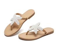 Générique 2026 Comfortable Womens Dressy Platform Summer Flat Sandals Open Toe Slide Cute Shape Flip-Flops Summer Clip Toe Flip Flops Cute Starfish Flat Thong Sandals (White,42)
