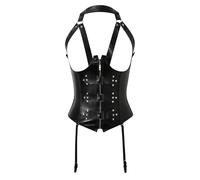 Générique 2026 Corset Top Simili Cuir Shapewear Body Gothique Bustier À Lacets pour Costume (Black, S)