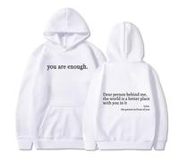 Générique 2026 Dear Person Behind Me Hoodie Sweatshirt, You are Enough Hoodie,World is A Better Place Pullover Hooded Sweater (White,Grand)